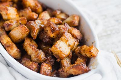 juicy, crispy chunks of pork belly