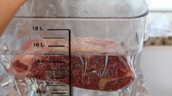 steak cooking in a sous vide