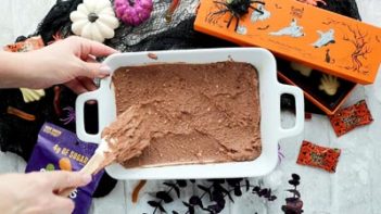 sugar free cake batter in a baking dish