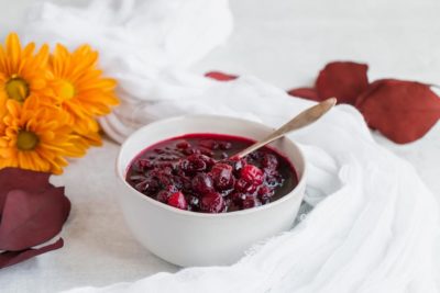 bowl of vanilla cranberry sauce