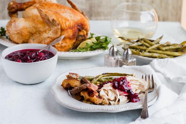 sugar free vanilla cranberry sauce with holiday dinner