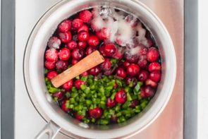 saucepan with cranberries